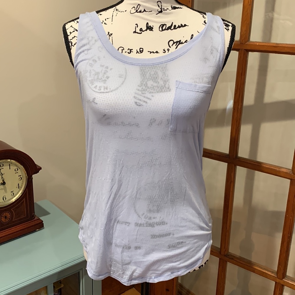 Lululemon Yogi Periwinkle Patterned Racerback Tank w/ Pocket, Size 6